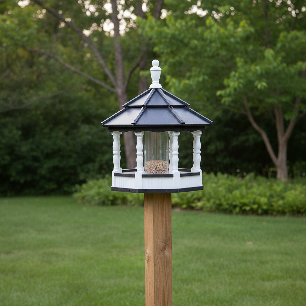 Maintenance Free Poly Post Mount Octagon Bird Feeder