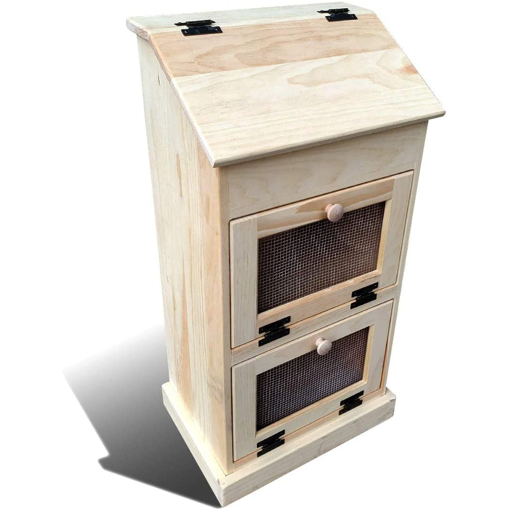 Amish Handcrafted Solid Wood Vegetable Bin / Cabinet - The Wood