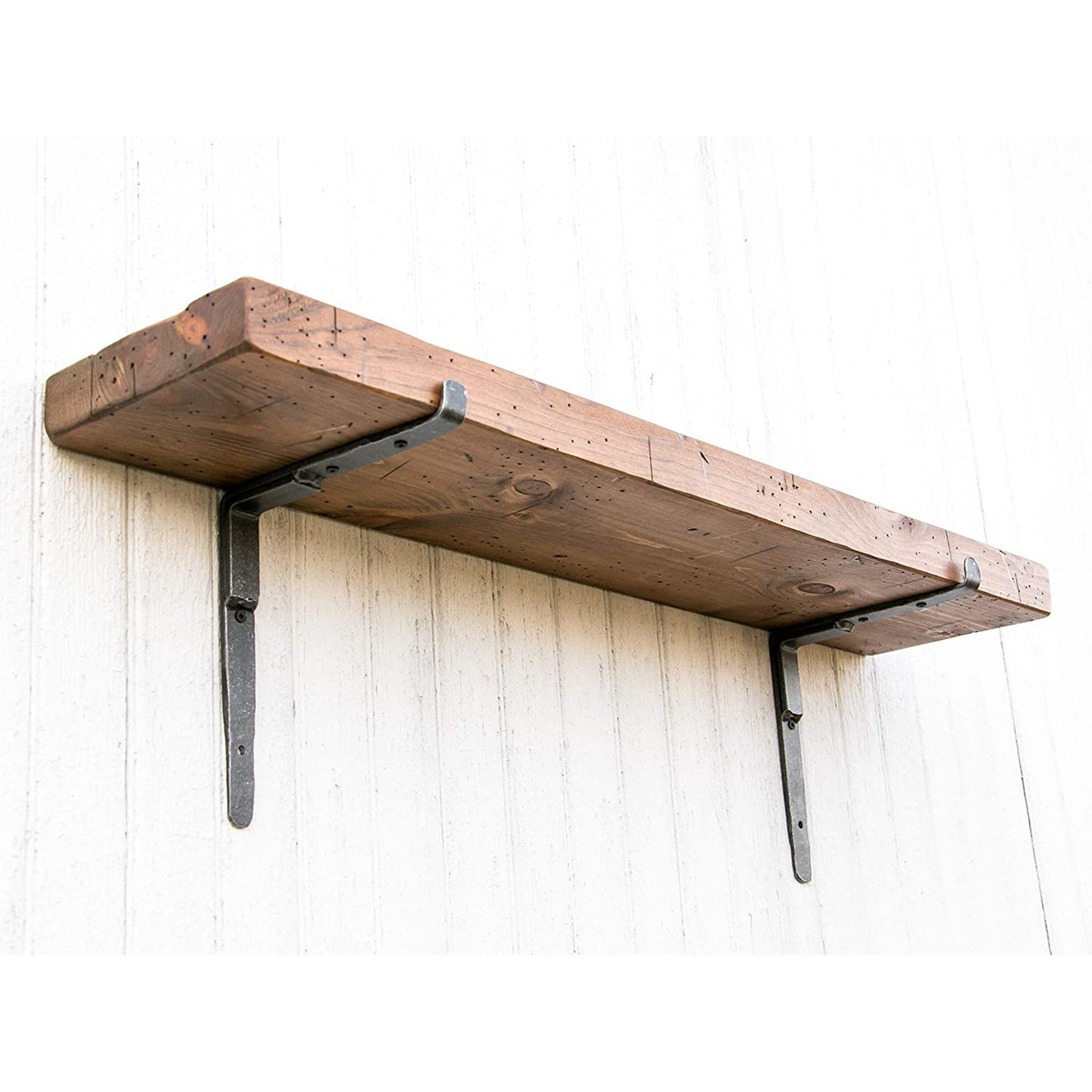 Rustic Shelf with Iron Brackets-Peaceful Classics