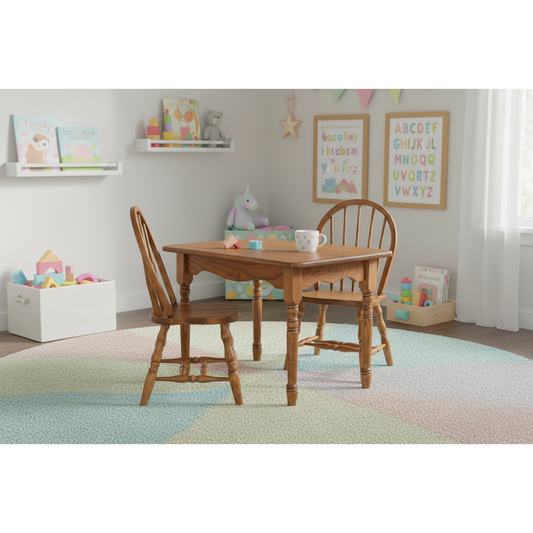 Child's Solid Wood Table and 2 Chair Set