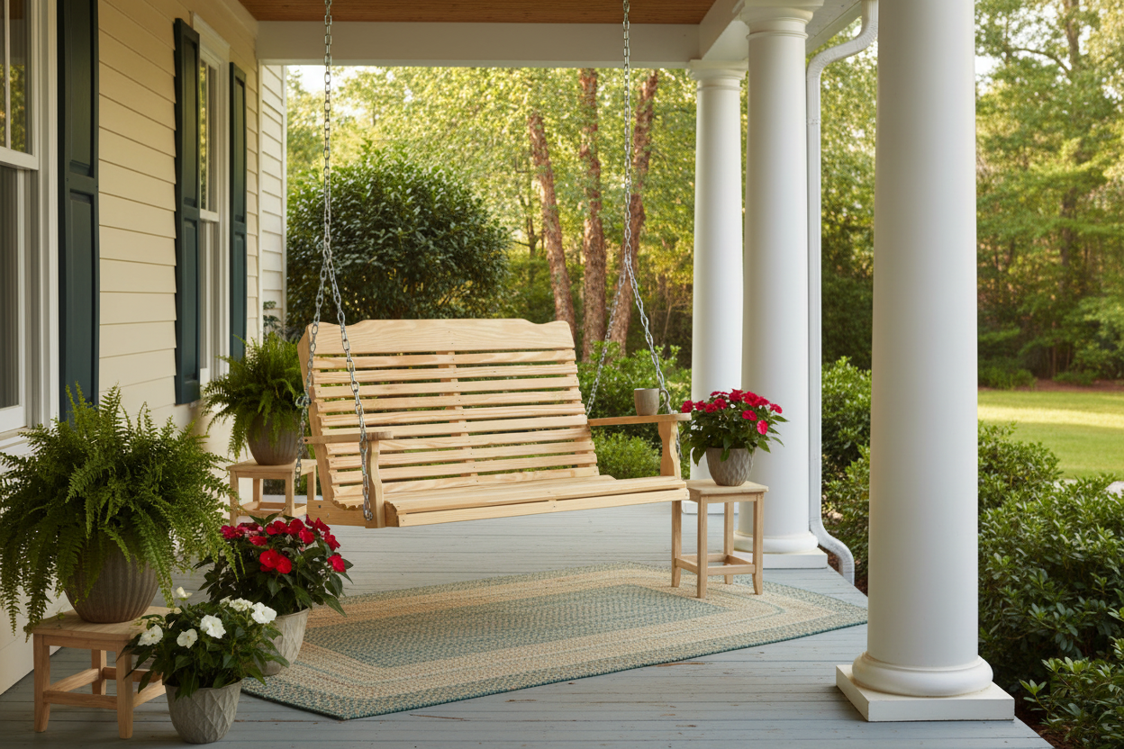 Curve Back Treated Porch Swing