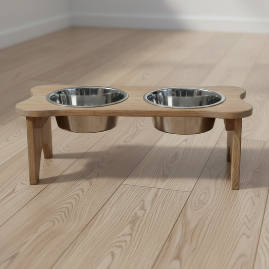Dog Dish with Stainless Steel Bowls