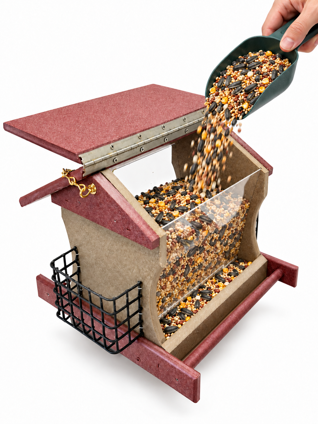 Peaceful Classics Amish Made Hanging Bird Feeder with 2 Suet Holders