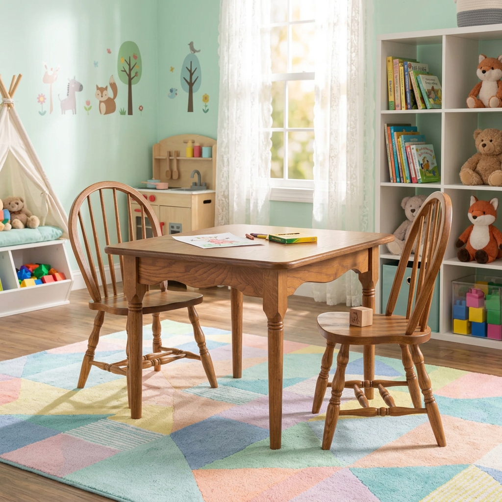Child's Solid Wood Table and 2 Chair Set