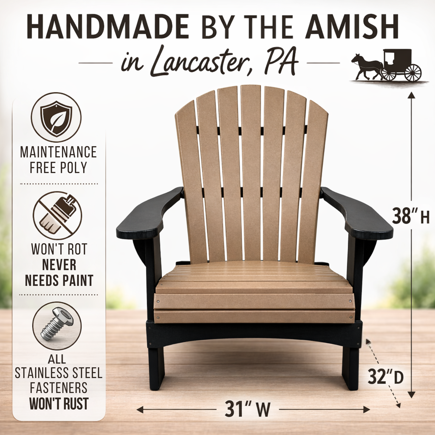 Keystone Poly Stationary Adirondack Chair