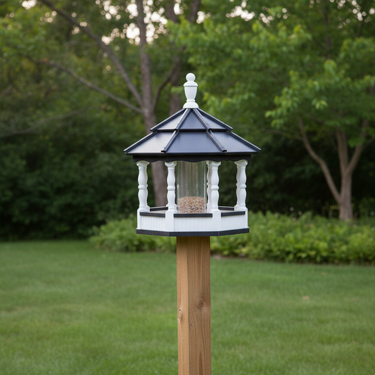 Maintenance Free Poly Post Mount Octagon Bird Feeder