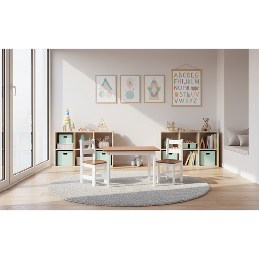 Children's Rectangular Table and Ladder Back Chairs