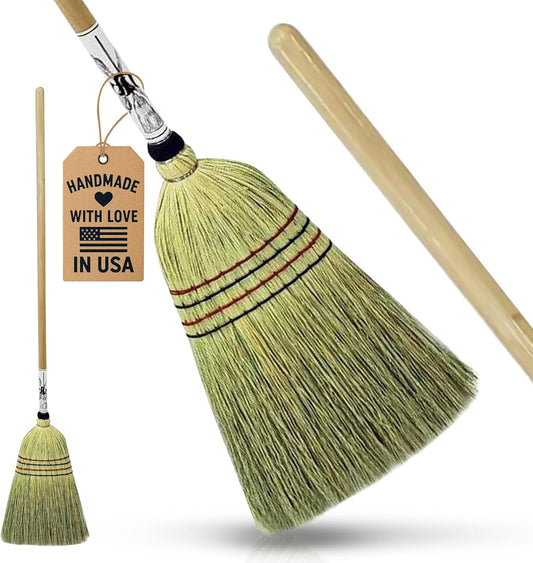Corn Broom with Wooden Handle