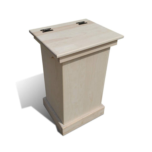 Solid Pine Lift Top Trash Can Cabinet-Peaceful Classics