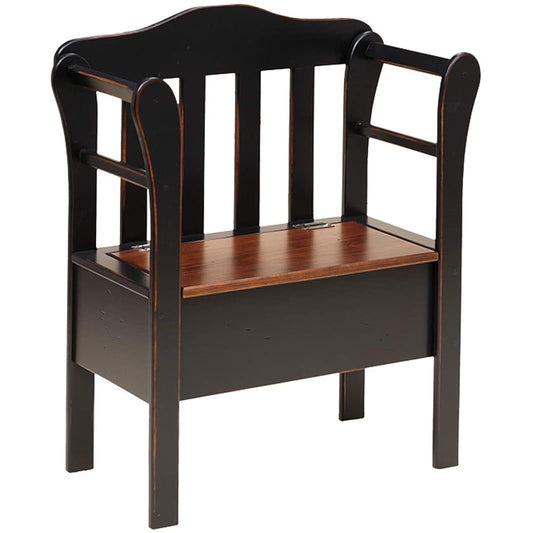 Small Wooden Storage Bench Amish Furniture | Entryway Bench with Storage Organizer for Indoor, Bedroom, Living Room, Hallway-Peaceful Classics