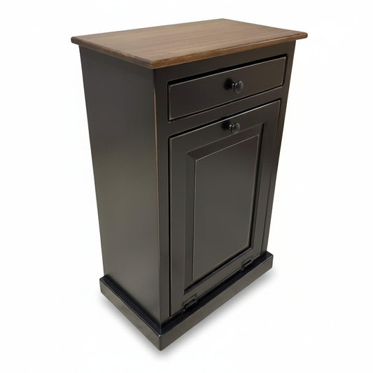 Solid Pine Pull Out Trash Cabinet-Peaceful Classics