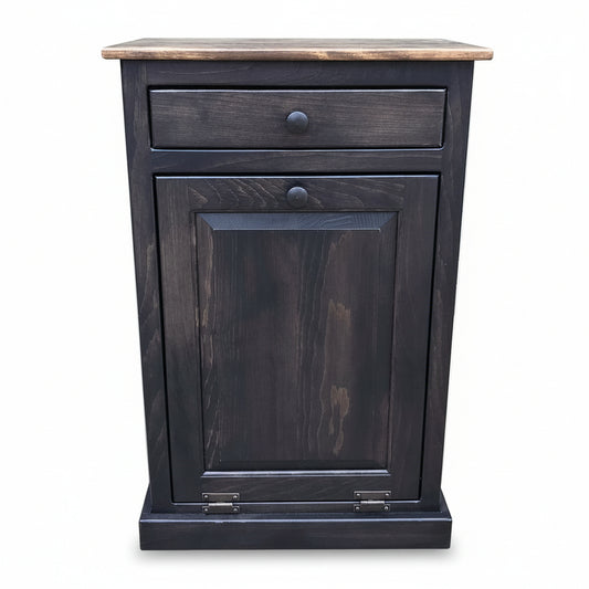 Solid Pine Pull Out Trash Cabinet-Peaceful Classics