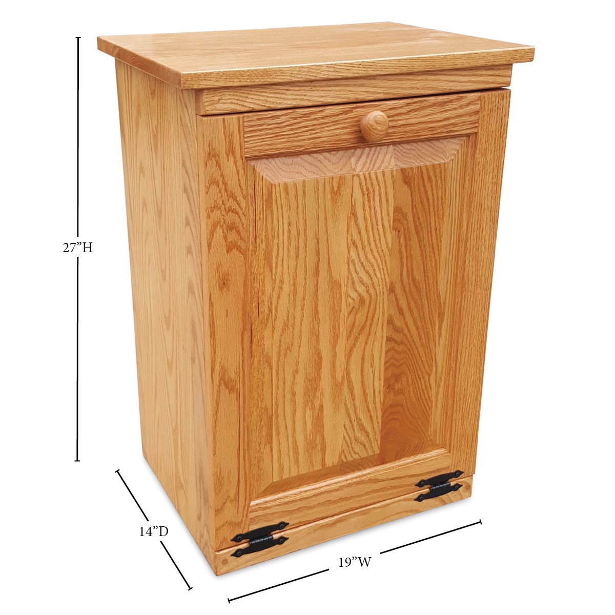 Solid Oak Hideaway Pull Out Garbage Cabinet-Peaceful Classics