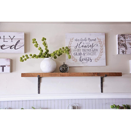 Rustic Shelf with Iron Brackets-Peaceful Classics