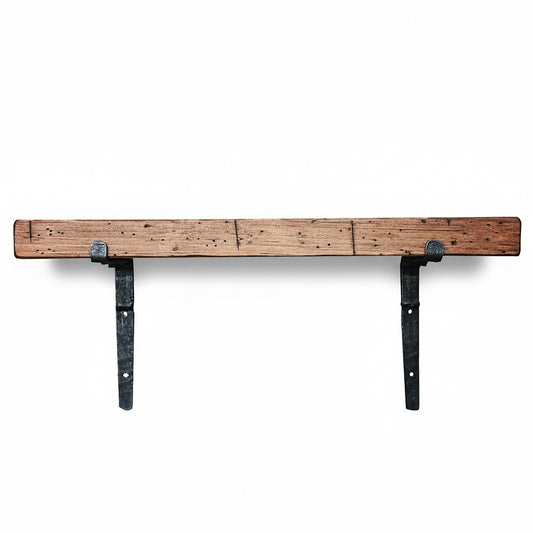 Rustic Shelf with Iron Brackets-Peaceful Classics