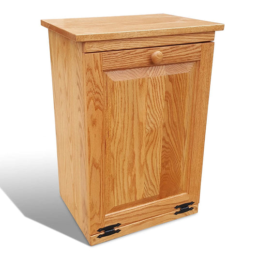 Solid Oak Hideaway Pull Out Garbage Cabinet-Peaceful Classics
