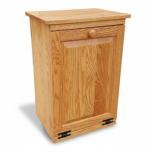 Solid Oak Hideaway Pull Out Garbage Cabinet-Peaceful Classics