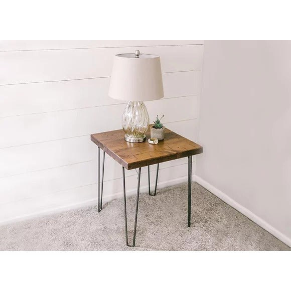 Hairpin Rustic End Table-Peaceful Classics
